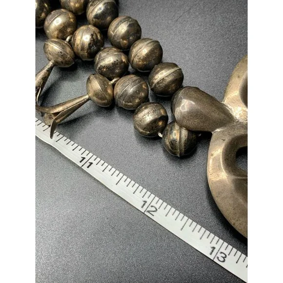 Squash Blossom NAJA Pendant Sterling Silver Native American Silver Pearls Long C